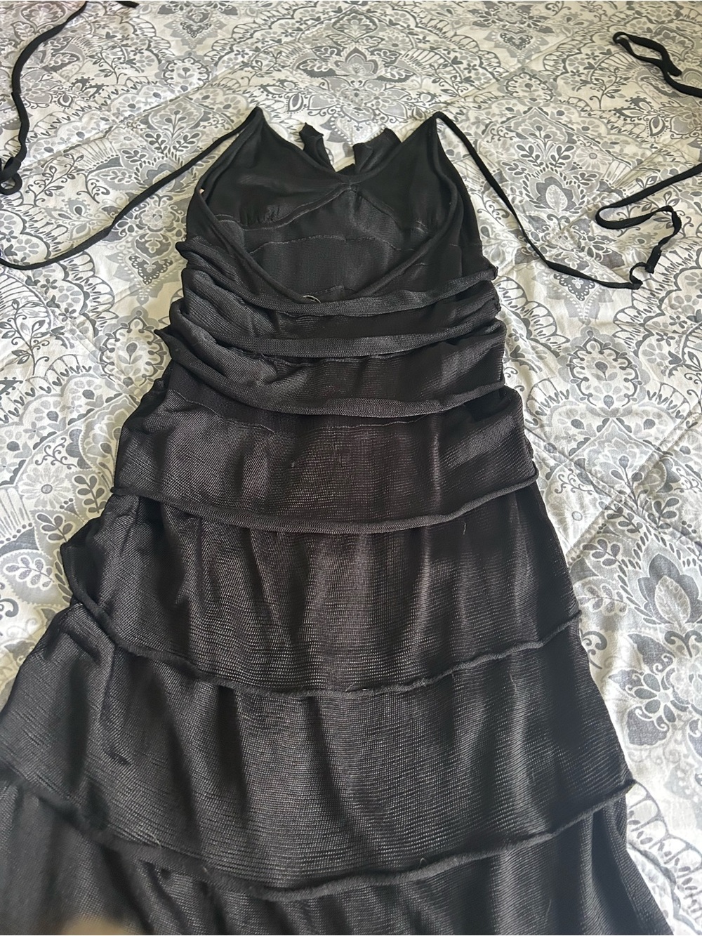 Guess by Marciano Black Tiered Spaghetti-Strap Maxi Dress